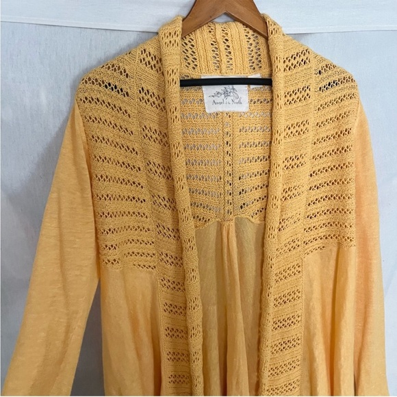 SOLD 🛑 Anthropologie Angel of the North Yellow Linen Blend Lightweight Cardigan - Picture 4 of 9